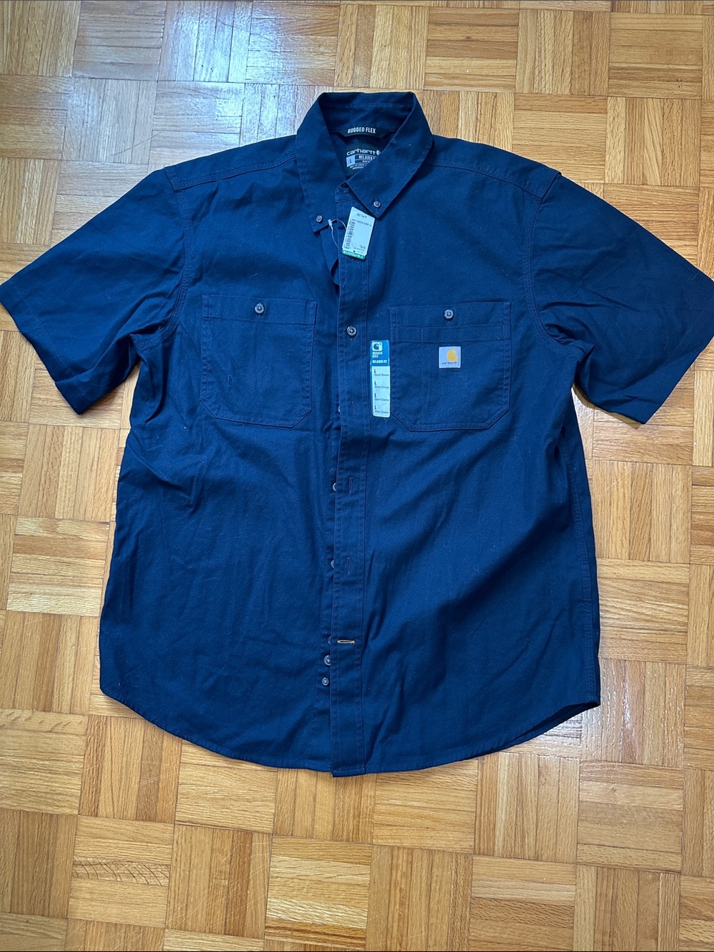 Carhartt Short-Sleeve Button-Down Shirt - Navy Blue